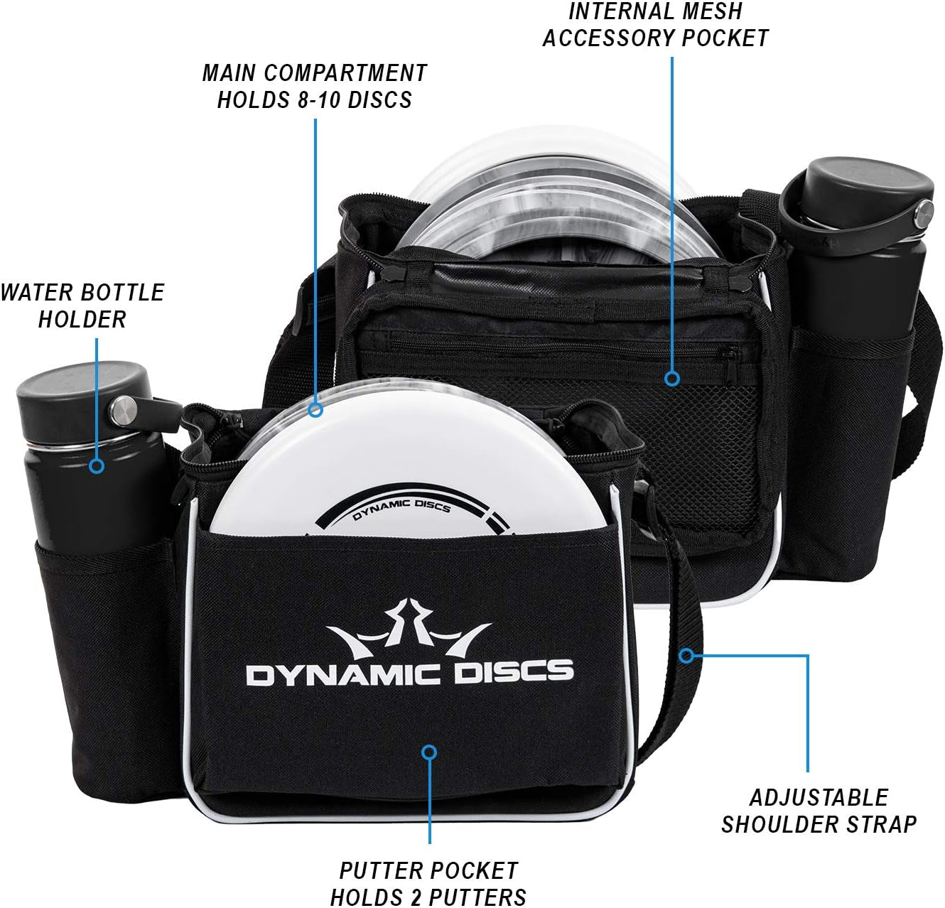 Dynamic Discs Cadet Disc Golf Shoulder Bag | Small Disc Golf Bag, 10-12+ Discs Capacity | Great for Beginners | Lightweight & Durable | Sling over Shoulder to Carry Easily